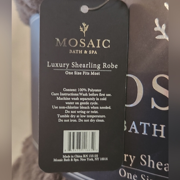 Mosaic Bath & Spa Luxury Shearling Robe - One Size Dark Gray - Picture 3 of 5
